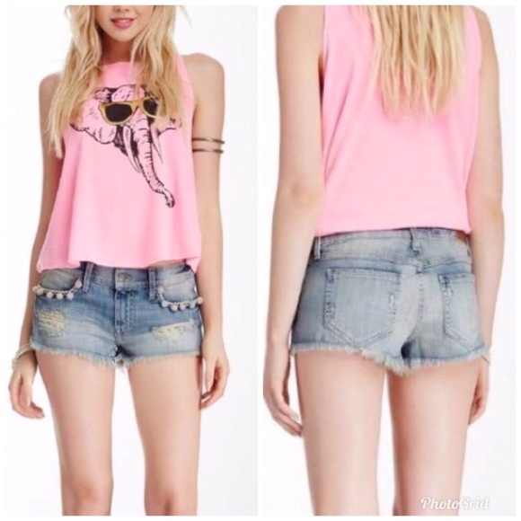 Wildfox Pants - Wildfox Lara Pom Pom Distressed Shorts Size 24